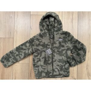 Eddie Bauer New Boys Quest Camo Plush Fleece Hooded Coat Full Zip XS 5 6